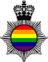[Gay Police Association badge]